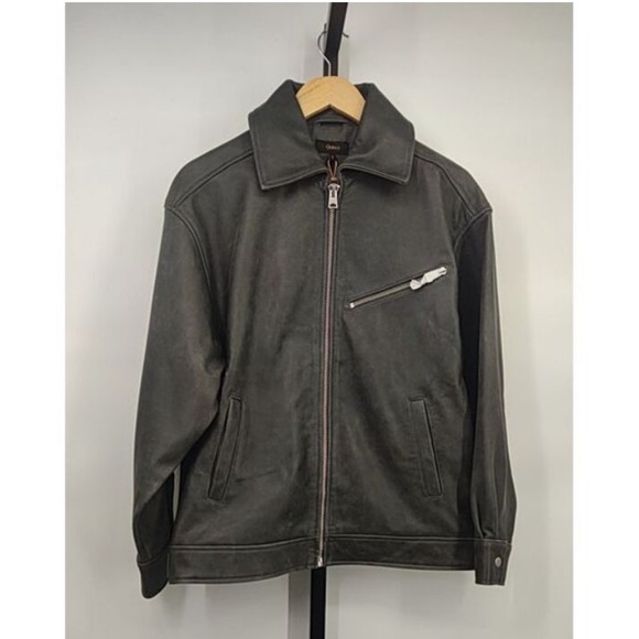 Quince 100% Leather Oversized Bomber Jacket Color: Distressed Black - Picture 8 of 9